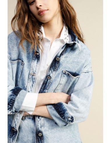 Camisa de ganga de corte amplo com bolsos aplicados Dixie