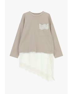 Vestido Curto Com Barra Assimétrica E Renda Dixie