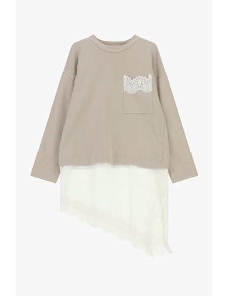 Vestido Curto Com Barra Assimétrica E Renda Dixie