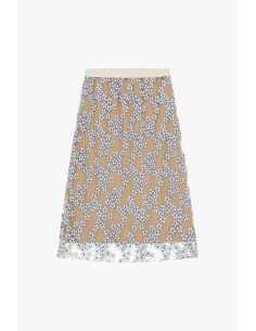 Saia Lápis de Comprimento Médio com Bordado Floral Dixie