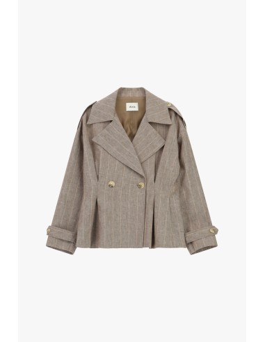 Blazer Curto Cruzado às Riscas com Botões Dixie
