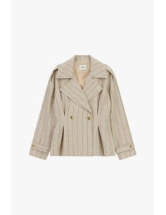 Blazer Cruzado Curto às Riscas com Botões Dixie 2