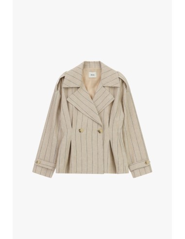 Blazer curto cruzado às riscas com botões Dixie