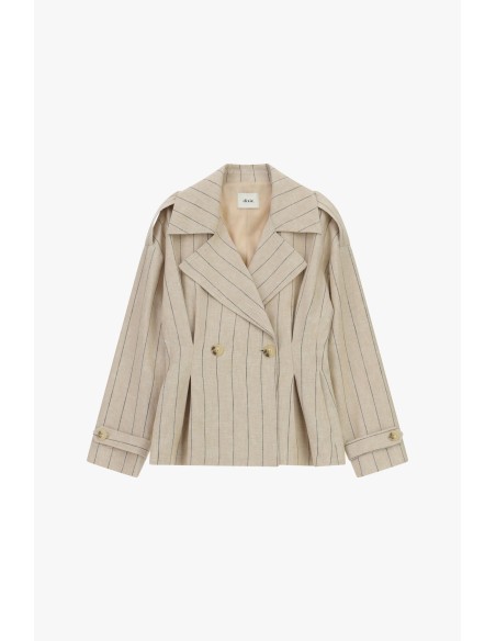 Blazer curto cruzado às riscas com botões Dixie