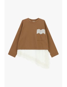 T-Shirt de mangas compridas com bolso e borda em renda Dixie 2