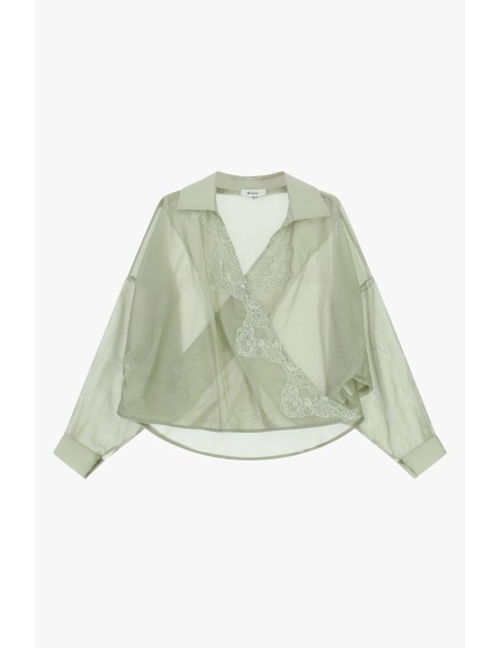 Camicia Semitrasparente Con Pizzo E Collo Classico Dixie - Vestiti ...