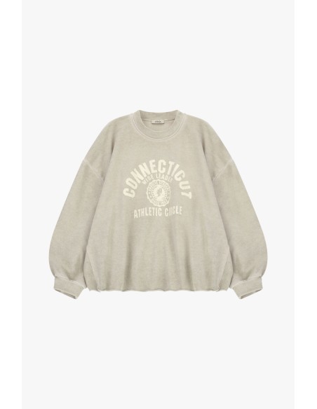 Sweatshirt ampla com gola redonda e estampa frontal College Dixie