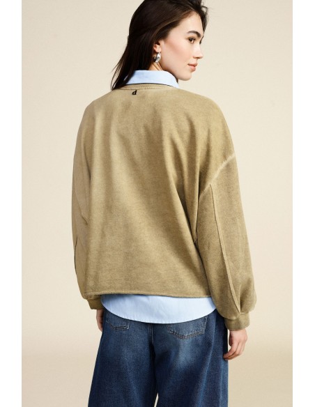 Sweatshirt Ampla Gola Redonda Estampa Frontal Vintage Dixie