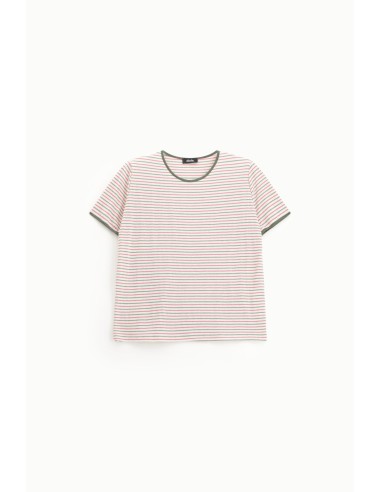 T-shirt às riscas com bainha arredondada Dixie