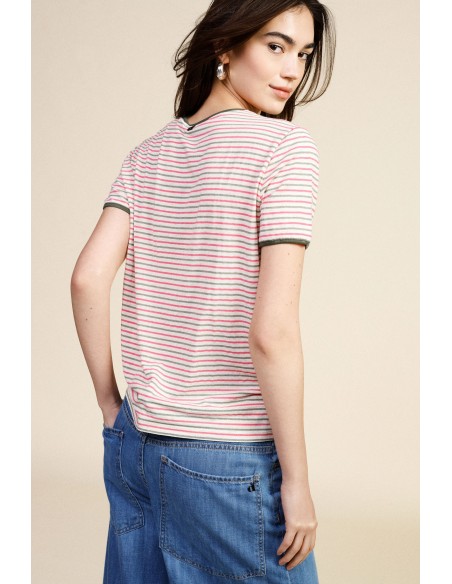 T-Shirt A Righe Con Orlo Arrotondato Dixie - Vestiti Firmati Life S...