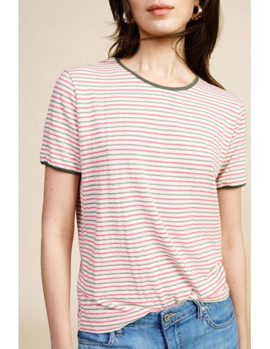 T-shirt às riscas com bainha arredondada Dixie