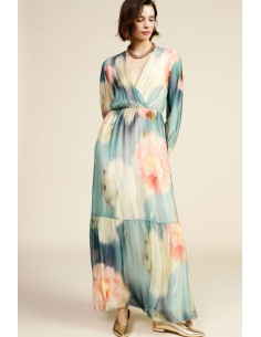 Vestido Longo Estampa Floral Decote em V Dixie