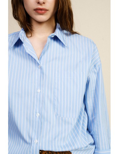 Camisa às riscas com bolso e frase estampada Dixie