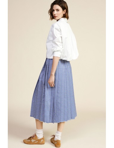 Saia midi de cintura alta com pregas e cordão de ajuste Dixie