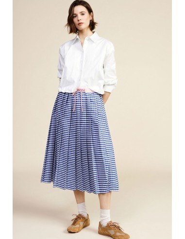 Saia Midi De Cintura Alta Com Pregas E Cordão Dixie