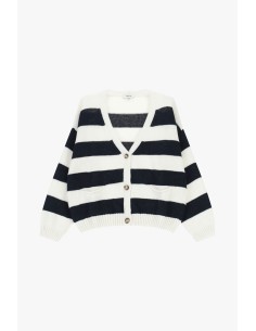 Cardigan às riscas com botões e bolsos frontais Dixie 2