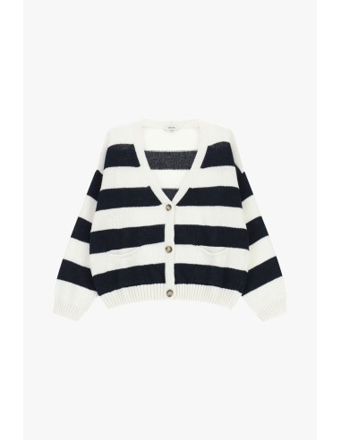 Cardigan às riscas com botões e bolsos frontais Dixie