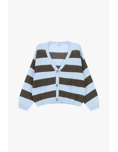 Cardigan Às Riscas Com Botões E Bolsos Frontais Dixie