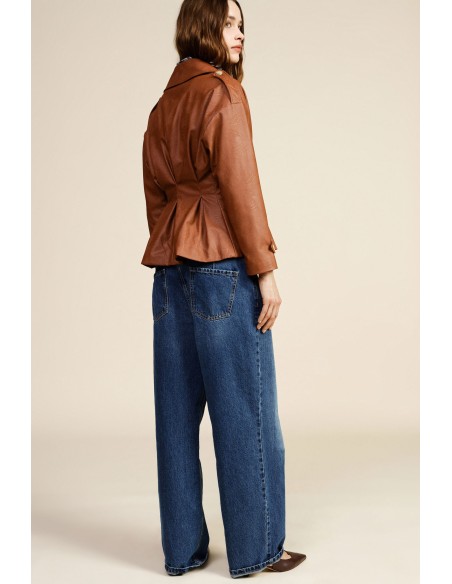 Jeans de Perna Larga com Cintura Alta e Bolsos Dixie