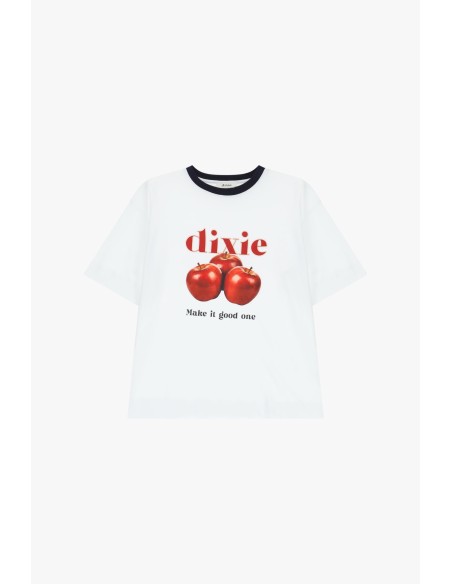 T-Shirt Gola Redonda Estampa Frontal E Borda Em Contraste Dixie