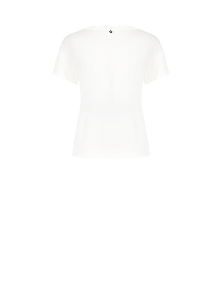 T-shirt regular em algodão com estampado de menina e strass Rinascimento