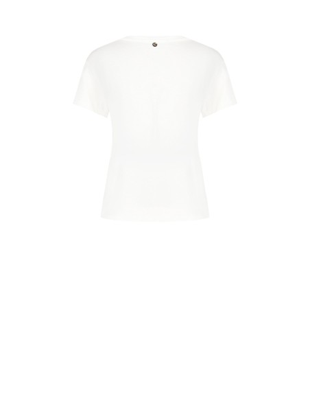 T-shirt corte regular em algodão com estampa de gato e strass Rinascimento