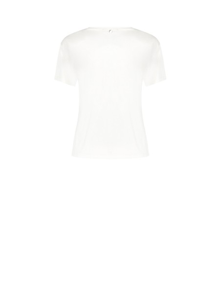 T-shirt regular em algodão com strass no decote redondo Rinascimento