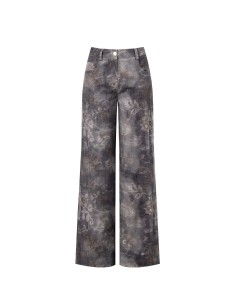 Jeans palazzo desbotados e com estampa floral Rinascimento