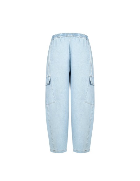 Jeans Balloon Cargo com lavagem clara Rinascimento