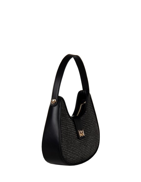 Mala de Ombro Grande em Pele Sintética com Trançado Efeito Palha e Alça Ajustável e Removível Rinascimento