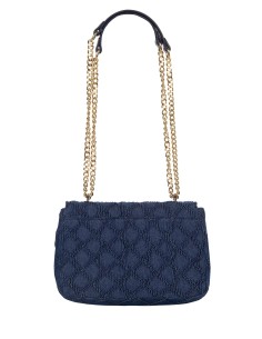 Mala A Ombro Em Denim Matelassado Com Padrão De Losangos E Alça De Corrente Ajustável Rinascimento 2