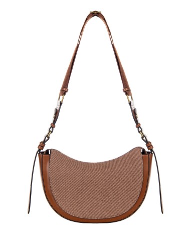 Mala A Tiracolo Meia-Lua Em Lona Com Acabamentos Em Pele Sintética Rinascimento