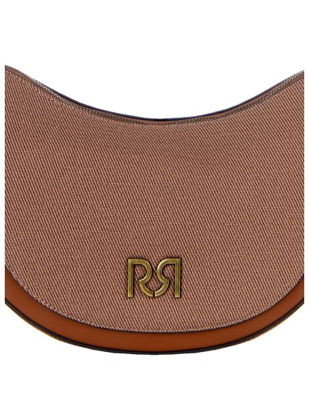 Mala A Tiracolo Meia-Lua Em Lona Com Acabamentos Em Pele Sintética Rinascimento