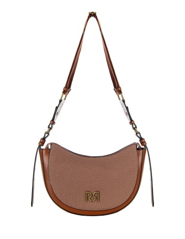 Mala a tiracolo meia-lua em lona com acabamentos em pele sintética Rinascimento