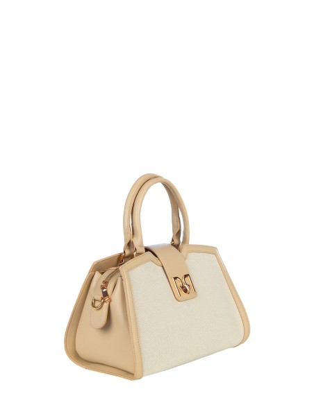 Bolsa de mão em lona com acabamentos em pele sintética e alça ajustável e removível Rinascimento