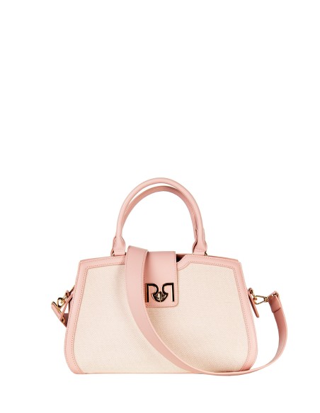 Bolsa de mão em lona com acabamentos em pele sintética e alça ajustável e removível Rinascimento