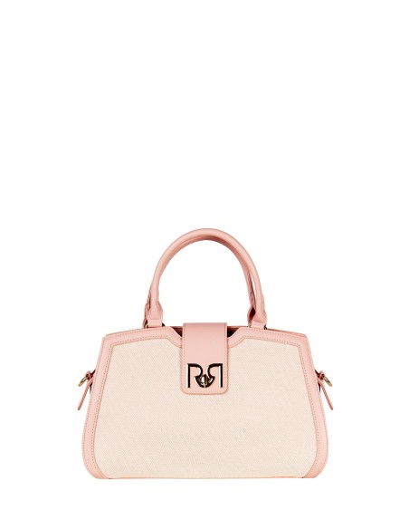 Bolsa de mão em lona com acabamentos em pele sintética e alça ajustável removível Rinascimento