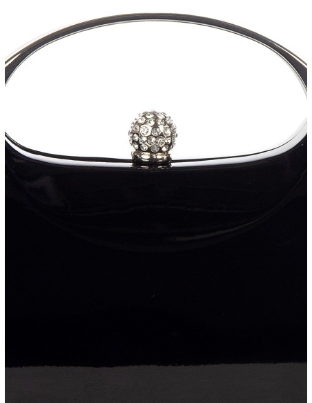 Pochette mini rígida em verniz brilhante com pega em metal e alça de corrente interior Rinascimento