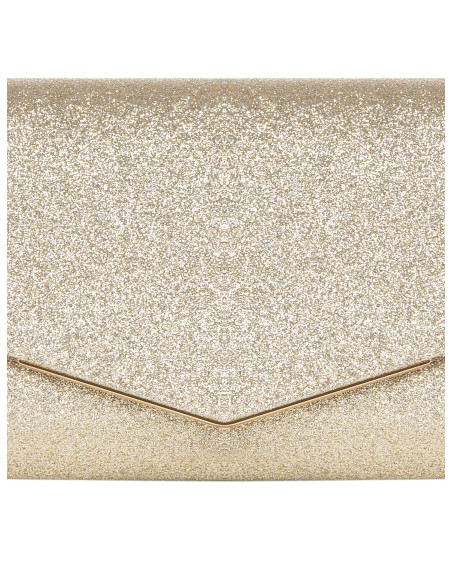 Clutch rígida com glitter e alça interna em corrente Rinascimento