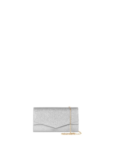 Clutch rígida com glitter e alça interna em corrente Rinascimento