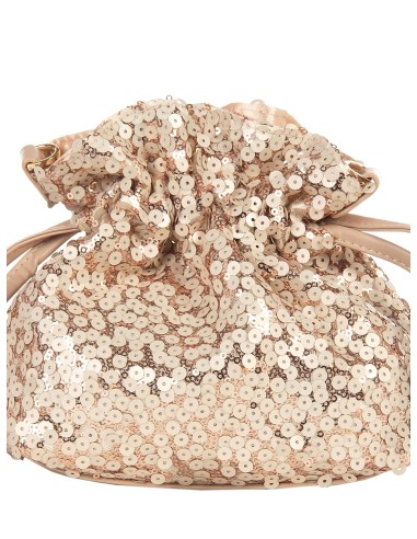 Mala saco revestida de lantejoulas com alça de corrente removível Rinascimento