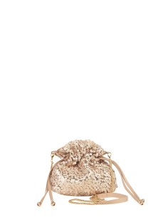 Bolsa Saco Revestida de Lantejoulas com Alça de Corrente Removível Rinascimento