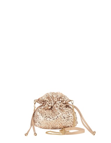 Bolsa Saco Revestida de Lantejoulas com Alça de Corrente Removível Rinascimento