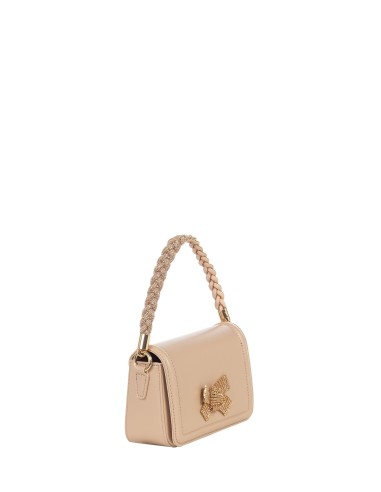 Mala de mão em pele sintética com pega e laço em strass e alça de ombro removível Rinascimento