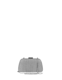 Clutch mini rígida em lamé com efeito glitter e alça interna em corrente Rinascimento
