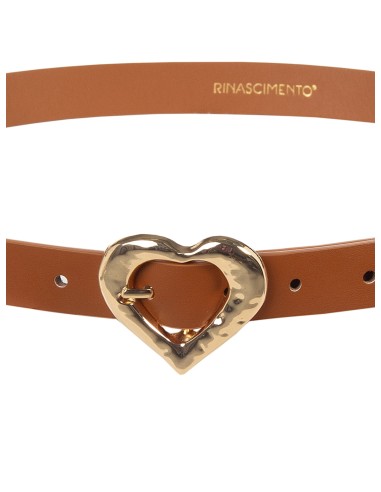 Cinto fino rígido em pele sintética com fivela em forma de coração Rinascimento