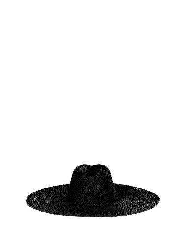 Chapéu em palha trançada de aba larga com borda perfurada Rinascimento