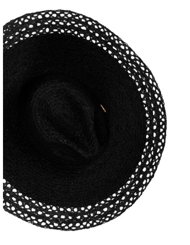 Chapéu em palha trançada de aba larga com borda recortada Rinascimento