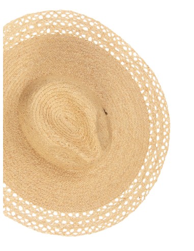 Chapéu em palha trançada de aba larga com borda vazada Rinascimento