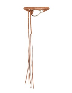 Cinto em Pele Sintética Trançado com Fivela em Forma de Gota e Franjas Longas Rinascimento 2